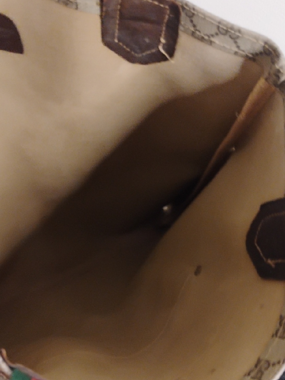 Authentic Gucci  Monogram Tote Bag with Brown Leather Pocket - Picture 11 of 11